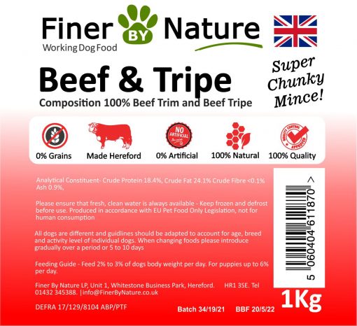 FINER BY NATURE BEEF & TRIPE 1KG