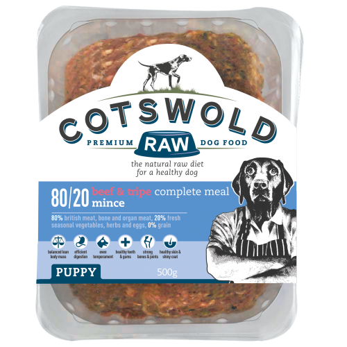 COTSWOLD RAW PUPPY MINCE BEEF & TRIPE, 500G