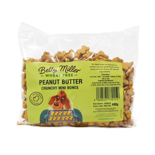 BETTY MILLER PEANUT BUTTER CRUNCHY MINIS WHEAT FREE 400G