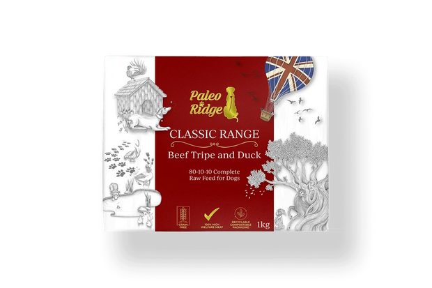 PALEO RIDGE CLASSIC BEEF TRIPE AND DUCK 80/10/10 1KG