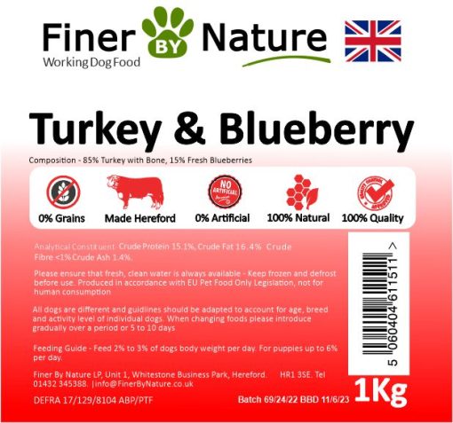 FINER BY NATURE TURKEY WITH BLUEBERRY 1KG