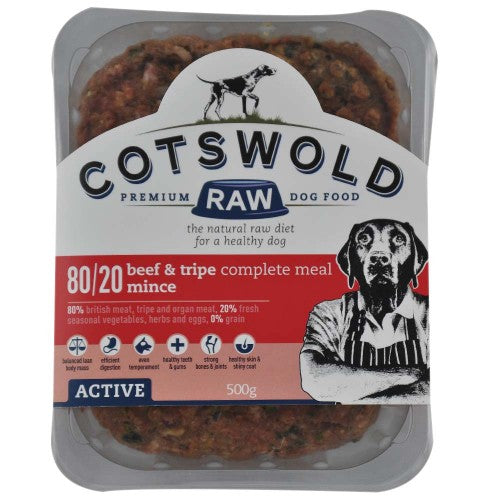 Cotswold Raw Beef and Tripe Mince - 80/20 ACTIVE - 500g