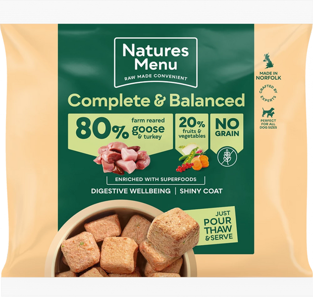 Natures Menu Complete & Balanced Raw 80/20 Goose and Turkey with Superfoods 1KG