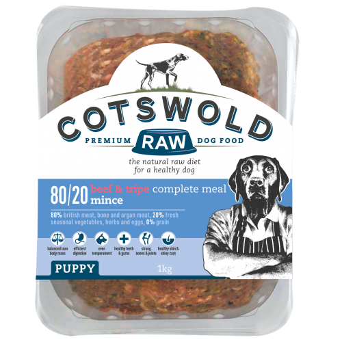 COTSWOLD RAW PUPPY MINCE BEEF & TRIPE, 1KG