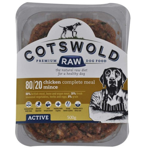 COTSWOLD RAW CHICKEN MINCE 80/20 ACTIVE, 500G
