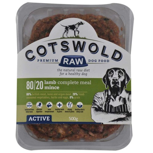 COTSWOLD RAW LAMB MINCE 80/20 ACTIVE, 500G