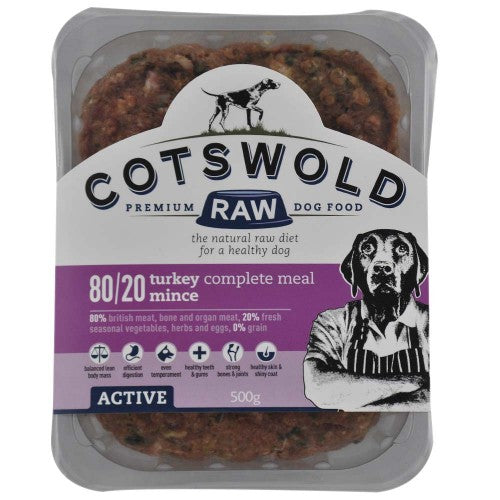 COTSWOLD RAW TURKEY MINCE 80/20 ACTIVE, 500G